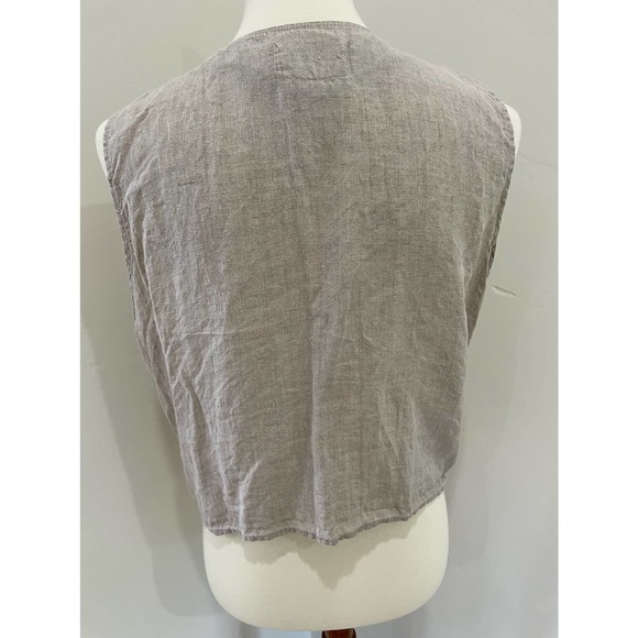 Flax by Jeanne Engelhart Linen Vest Tank Top Women's Small Button Up - Picture 6 of 9